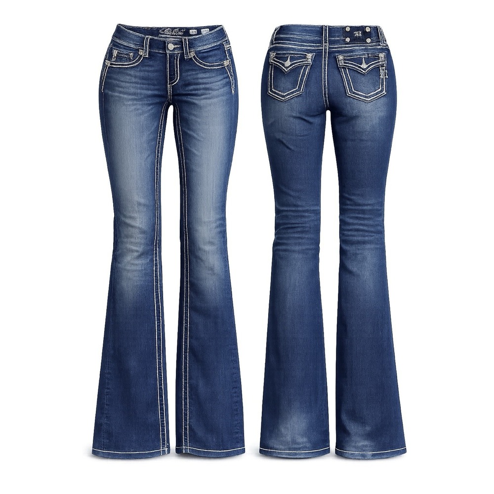Miss Me Women Jeans 28x34  Signature Boot Cut Embroidered Stretch THICK STITCH‎